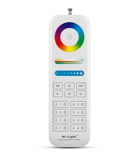MiBoxer Mi.Light FUT086 8-Zone 433MHz Lora RGB+CCT Remote Control 3Vdc