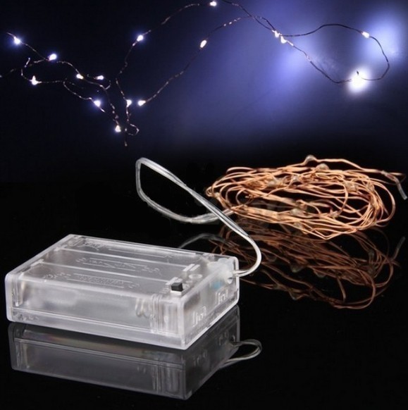 2m 20LEDs Copper Wire LED Lights Battery 7ft Thin String Wire