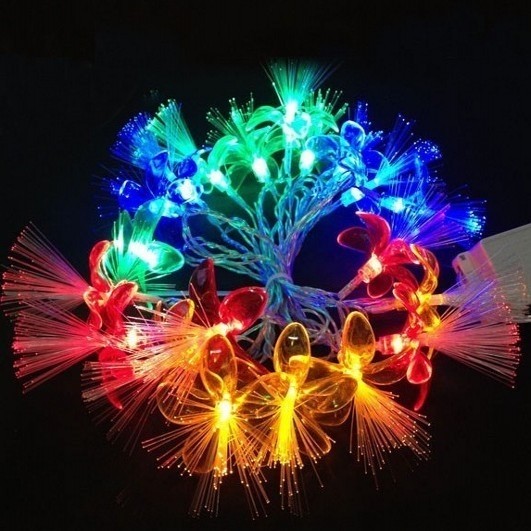 4 Meters 20 LEDs Four-color Petals Fiber RGBY Christmas String Lights