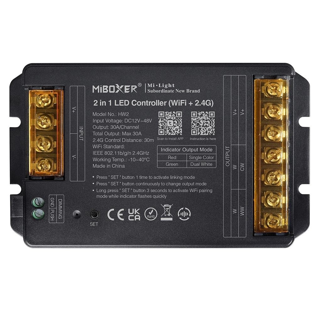 MiBoxer HW2 30A 2 in 1 Led Controller WiFi 2.4G Alexa Voice Tuya APP Control