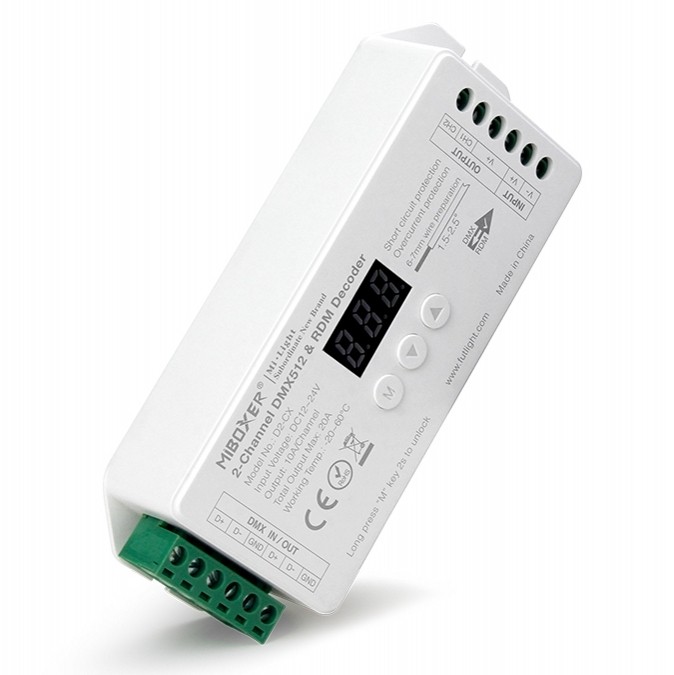 MiBoxer D2-CX 2-Channel Constant Voltage DMX512 RDM Decoder 12-24Vdc