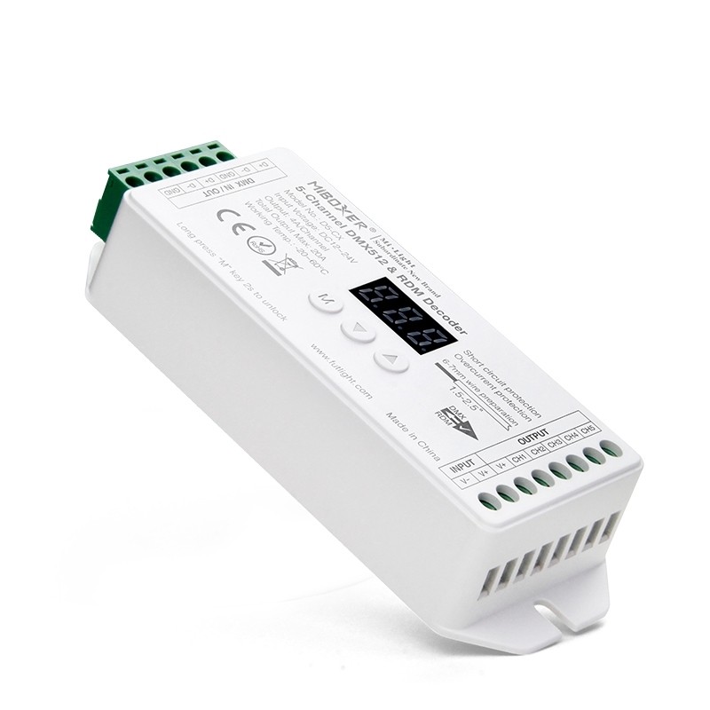 MiBoxer D5-CX 5-Channel Constant Voltage DMX512 RDM Decoder DC12-24V