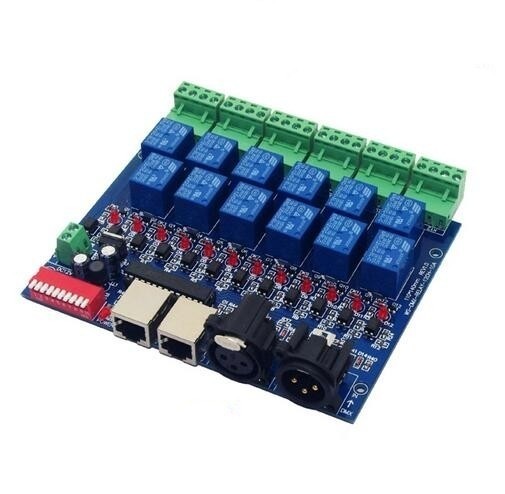 DMX-RELAY-12CH-10A 12ch Relay Switch Dmx512 Controller RJ45 XLR