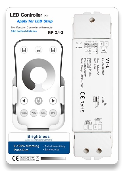 V1-L + R6-1 Skydance Led Controller 15A*1CH Brightness LED Controller Kit