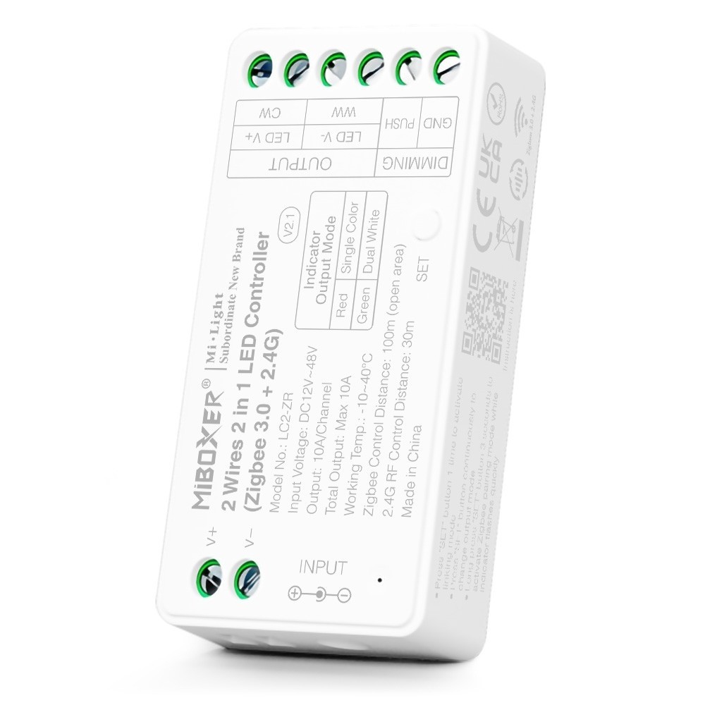 Miboxer LC2-ZR 2 Wires 2 in 1 LED Controller 12-48Vdc 10A Zigbee 3.0+ 2.4G