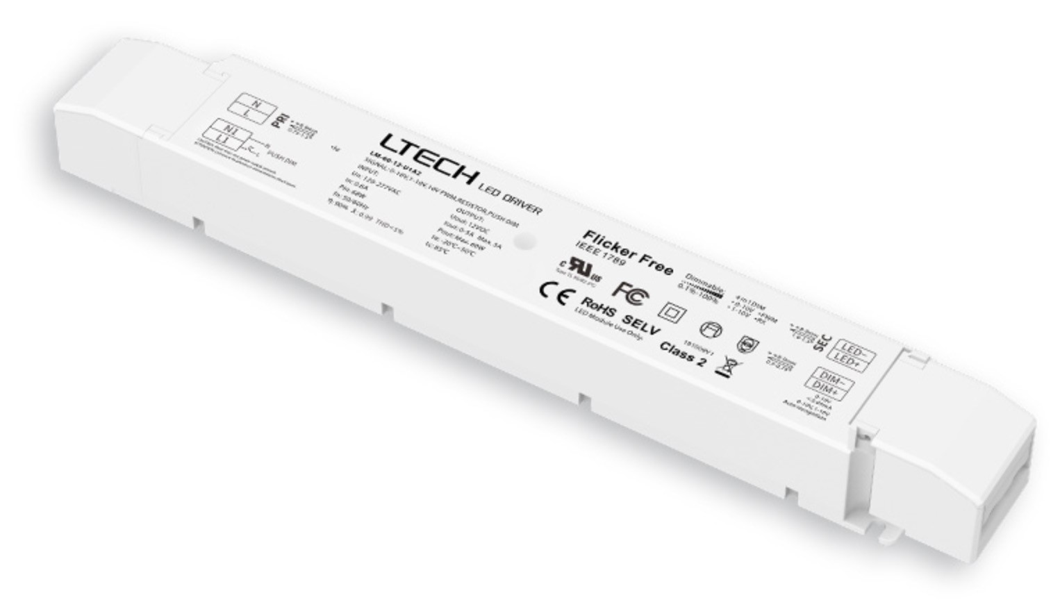 Ltech LM-60-12-U1A2 CV Intelligent LED Driver 0-10V 1-10V Push DIM