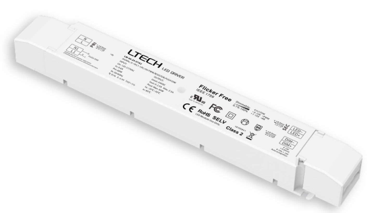 Ltech LM-60-24-U1A2 CV Intelligent LED Driver 0-10V 1-10V Push DIM