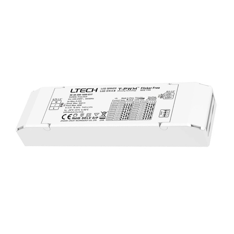 DC9V 42V SE-40-300-1050-G1T 40W 300-1050mA CC Triac Ltech LED Driver