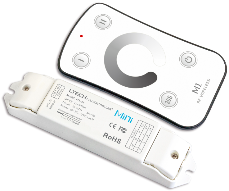 LTECH M1+M3-3A Constant Voltage Dimmer RF LED Controller 12-24V DC