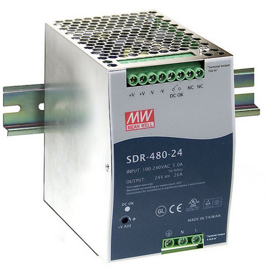 SDR-480 480W Mean Well DIN RAIL With PFC Function Power Supply