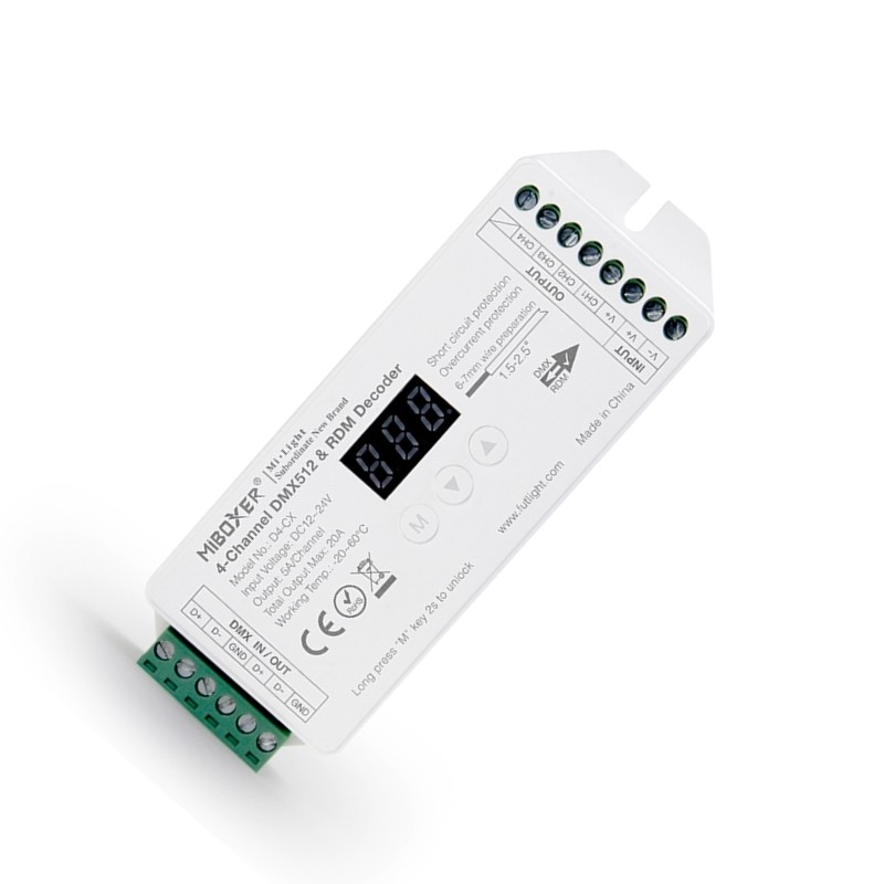 Mi.Light MiBoxer D4-CX 4-Channel Constant Voltage DMX512 RDM Decoder 12-24Vdc