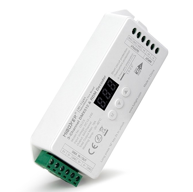 D3-CX DC12 24V 3-Channel Mi.Light LED Controller DMX512 RDM Decoder