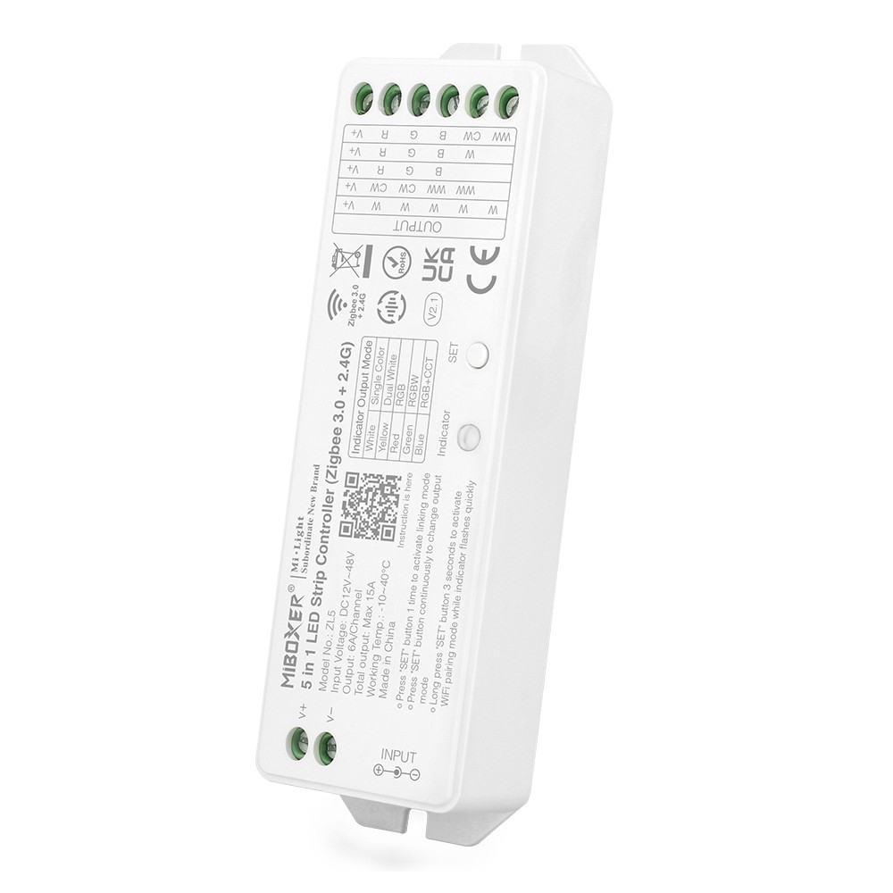 MiBoxer ZL5 5 in 1 Zigbee 3.0 LED Strip Controller 2.4G 12-48Vdc