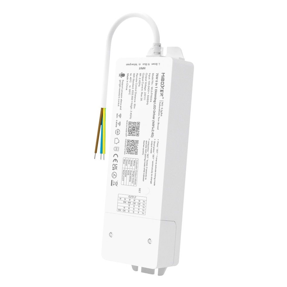 MiBoxer WL5-P75V24 75W 5 in 1 Led Dimming Driver WiFi+2.4G 100-240Vac