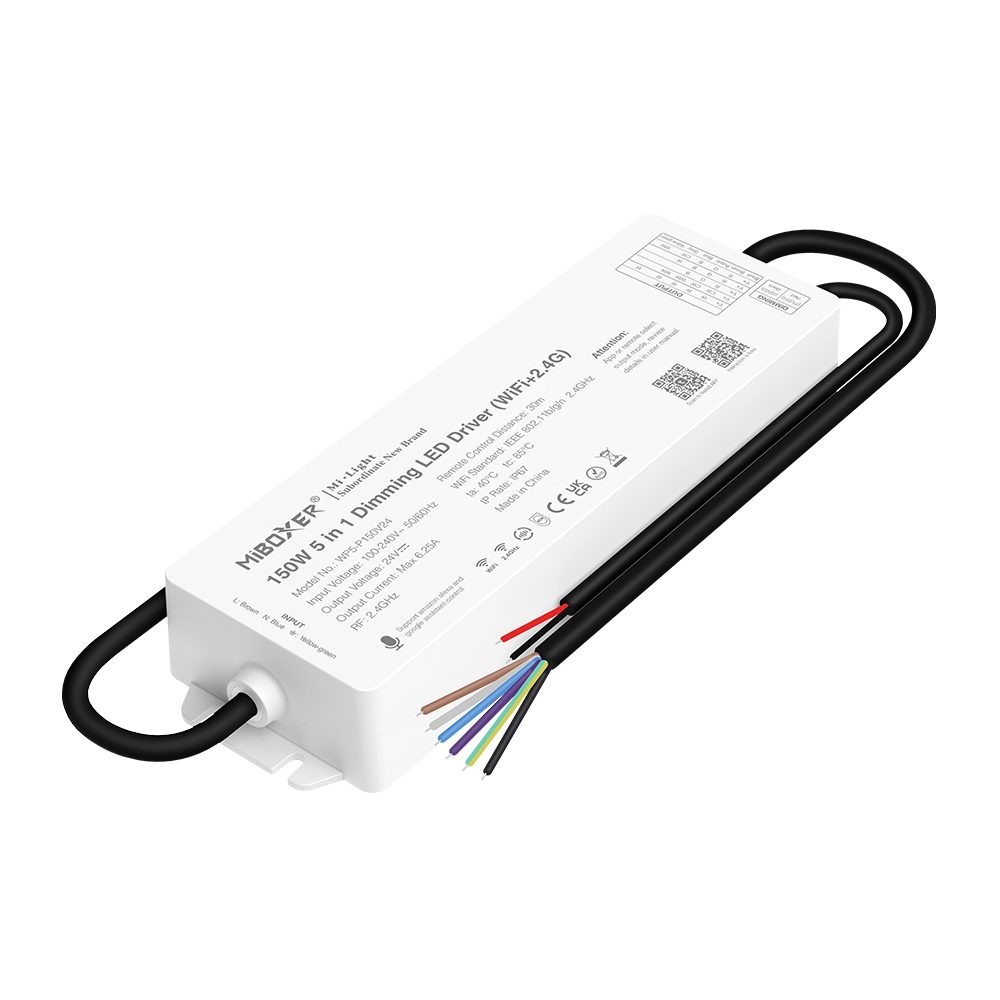MiBoxer WP5-P150V24 150W RGB+CCT 5 in 1 Dimming Led Driver WiFi 2.4G
