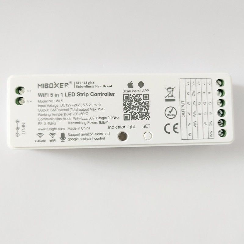 MiBoxer WL5 5 in 1 Led Strip Controller WiFi 2.4G Alexa Tuya APP Control
