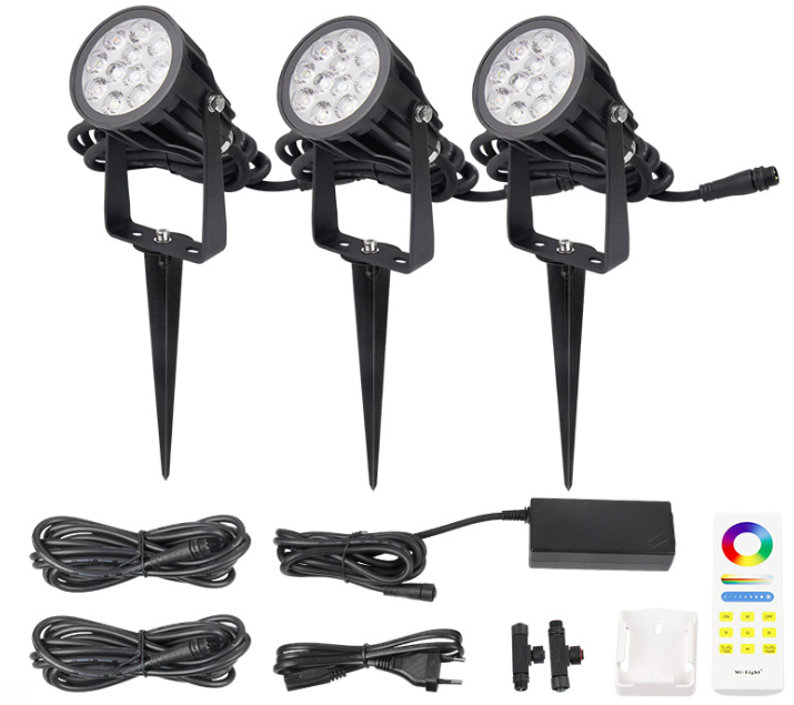 DC 24V Mi.Light FUTC08A 6W 2.4G RGB+CCT Waterproof LED Garden Light + Power Cable Kit Ourdoor Lighting Gear