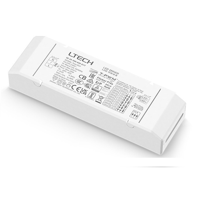 Ltech SE-20-300-650-G1T 9-42Vdc 20W 300-650mA CC Triac LED Driver
