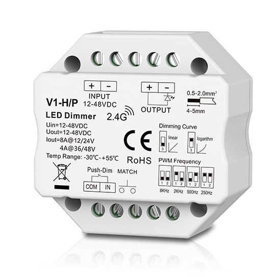 V1-H/P Skydance 1CH 4A 8A 12-48V DC CV Single Color Led Controller