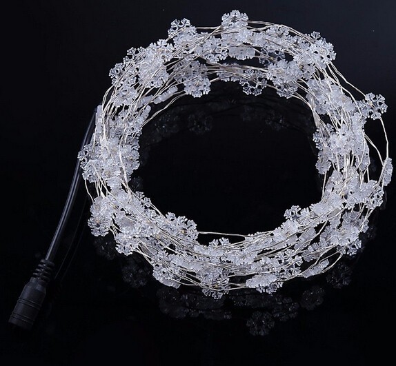 Snowflake Shape Copper Wire White String Fairy Lights 10M 100LED 12V