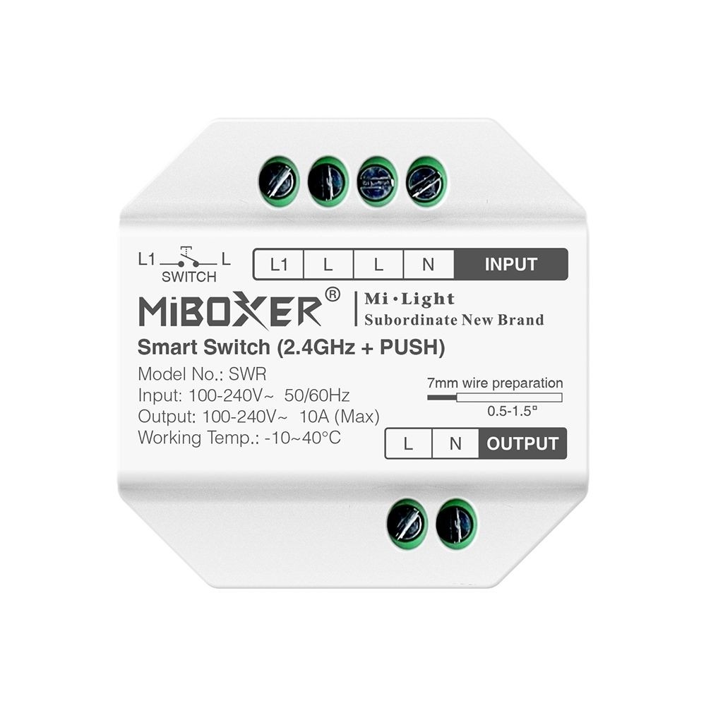 MiBoxer Mi.Light SWR Smart Switch 10A 2.4G + PUSH 100-240Vac