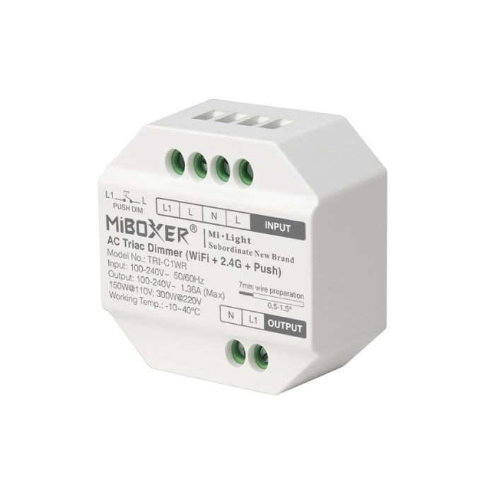 MiBoxer TRI-C1WR AC Triac Dimmer WiFi+2.4G+Push 100-240Vac