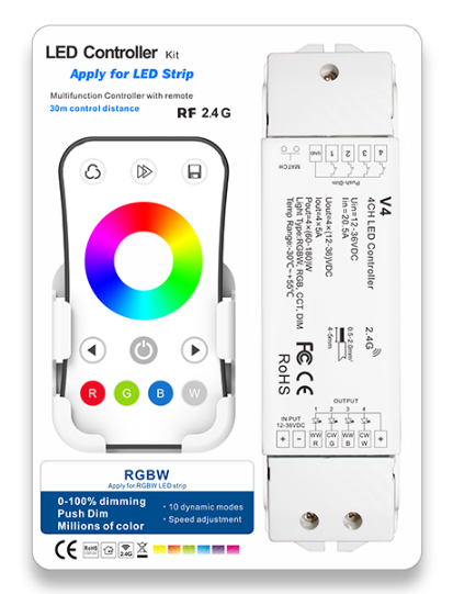 V4 + R8-1 Skydance Led Controller 5A*4CH RGBW LED Controller Kit