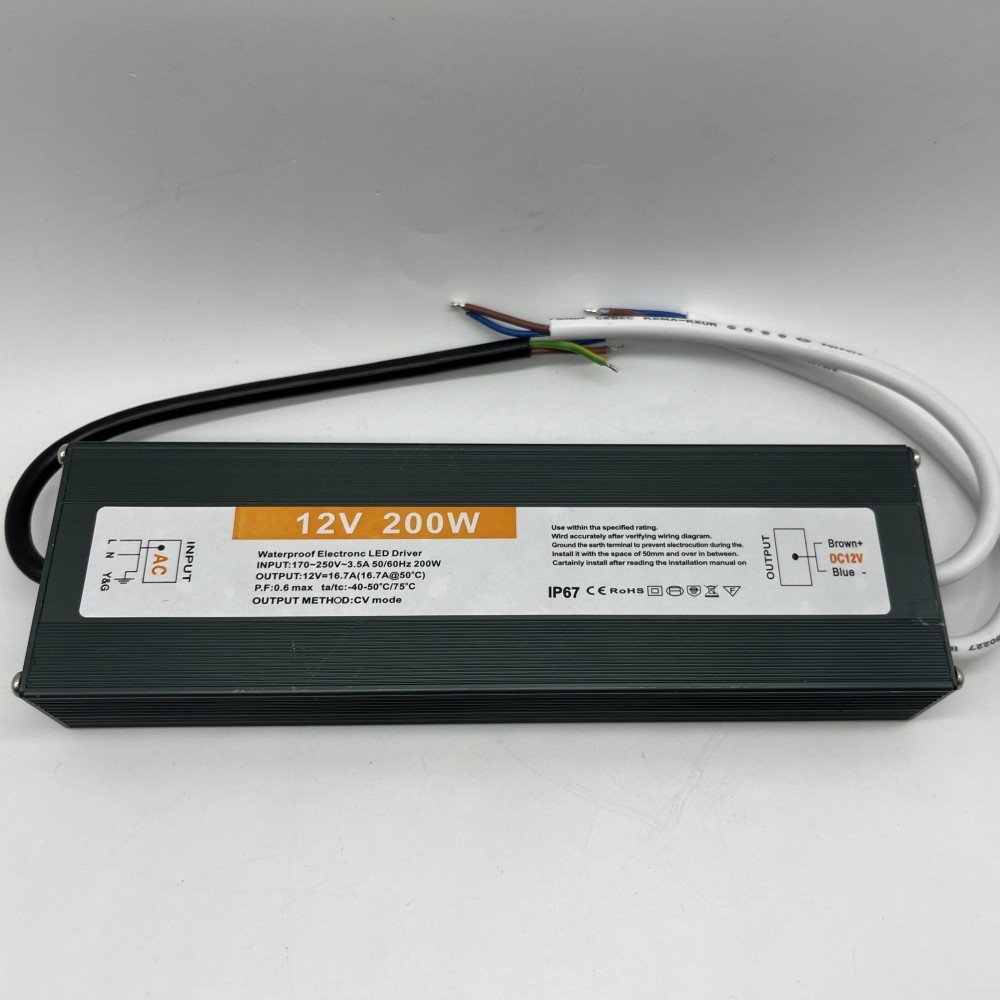 DC 12V 200W Waterproof LED Driver IP67 Power Supply