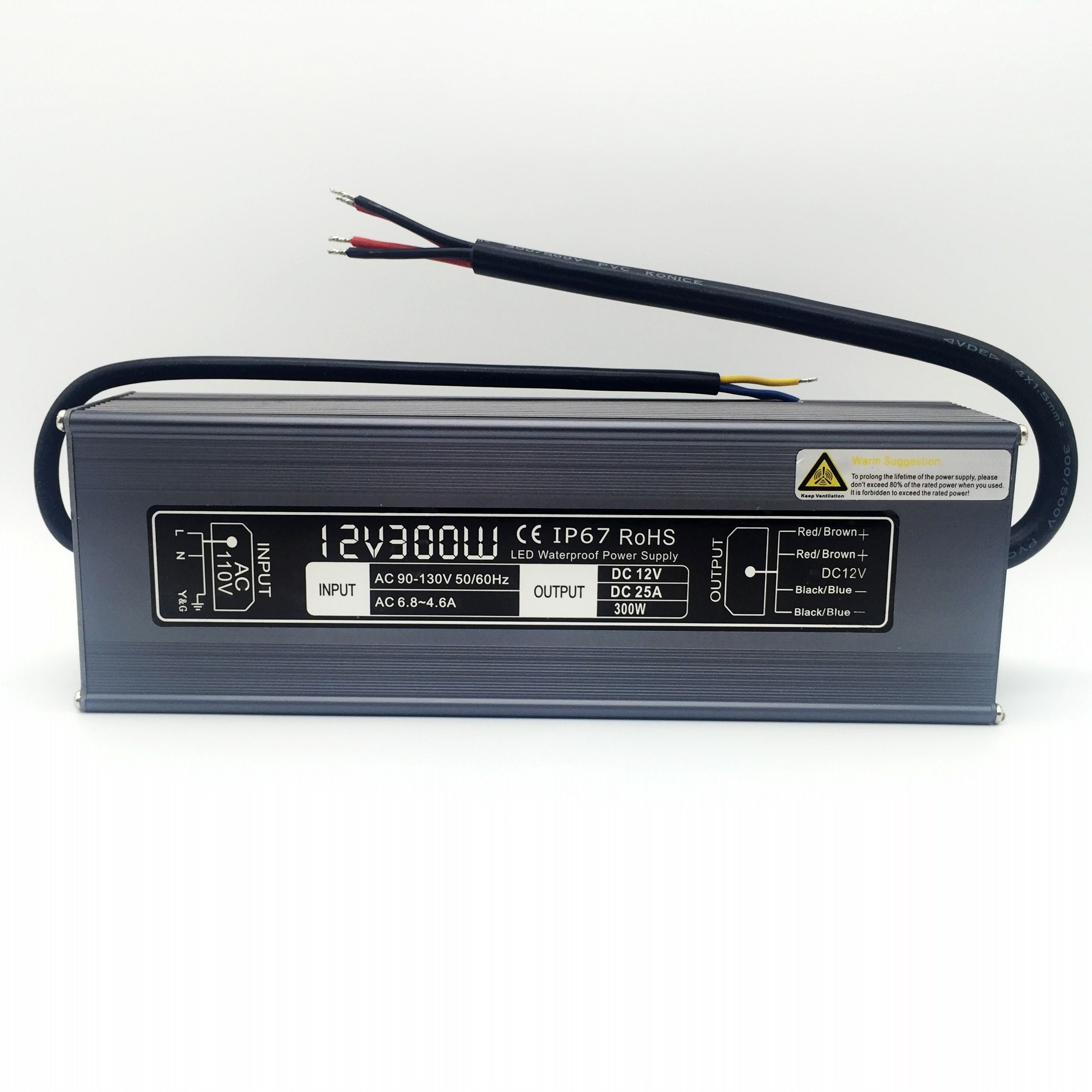 Waterproof Power Supply DC 12V 300W IP67 LED Driver