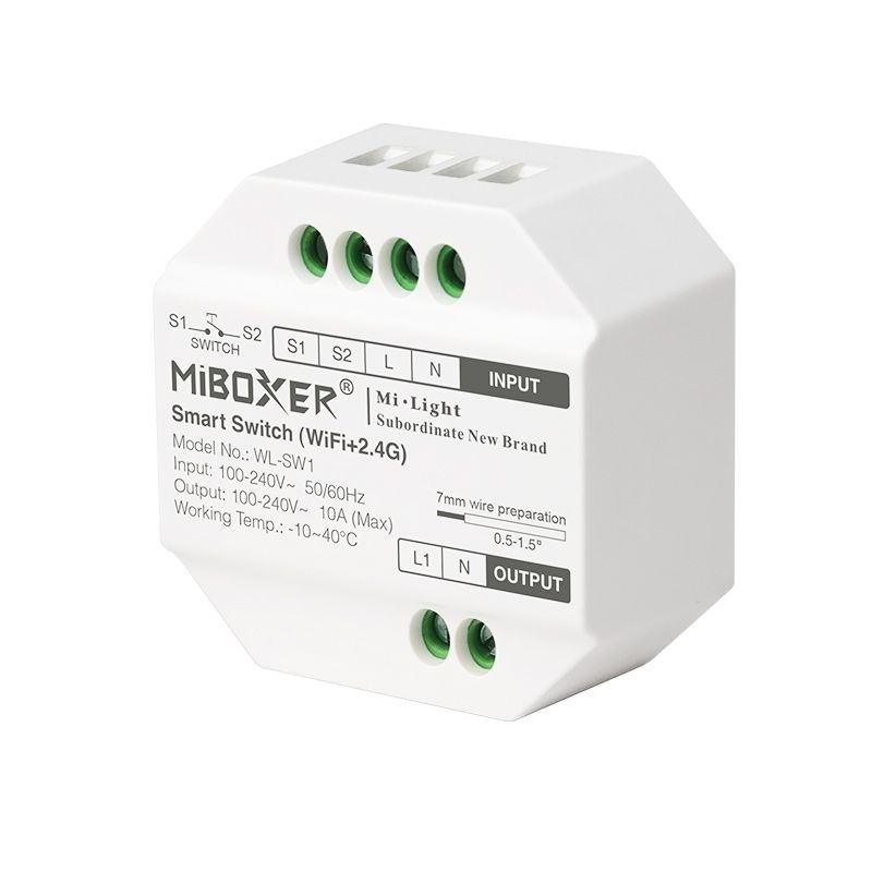MiBoxer WL-SW1 Smart Switch WiFi 2.4G Tuya APP Alexa Voice Control 100-240Vac